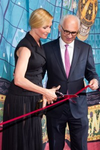 Uma Thurman and Paolo de Cesare at the Printemps Christmas windows inauguration