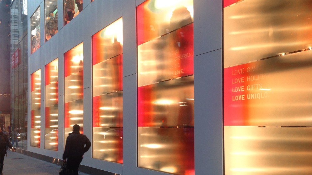 Uniqlo recruited Mona Kim Projects to create fiery installations for the holidays.
