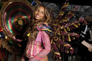 Yasmine Tookes backstage at the 2016 Victoria's Secret fashion show in Paris.
