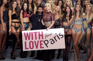Lady Gaga, The Weeknd and all the models backstage at the 2016 Victoria's Secret fashion show in Paris.