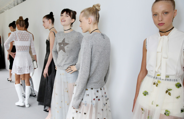 Backstage at Dior RTW Spring 2017.