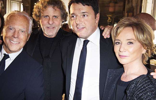 Giorgio Armani, Renzo Rosso, Matteo Renzi and Alberta Ferretti.