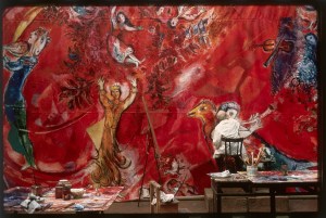 Marc Chagall working on the panels for New York’s Metropolitan Opera: The Triumph of Music, 1966. Paris, Atelier des Gobelins.