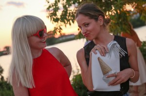 Fiona Byrne and Margarita Levieva at the Fiona Byrne x Paige Gamble Collection party.
