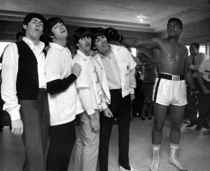 The Beatles in Miami’s 5th Street Gym with Muhammad Ali in 1964.