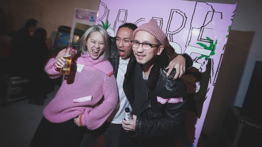 Designer Huiqin Lin (left) and friends, at a Carpe Diem event. The Shenzhen native began organizing pop-up fashion shows and markets to grow the city's cultural community.