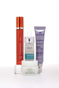 Bright Eyes Natural ingredients address the delicate under-eye area. Dr. Dennis Gross C+ Collagen Brighten & Firm Eye Cream, $65; Skyn Iceland Brightening Eye Serum, $35; Nuxe Nuxellence Eye Area, $54; Aveda Tulasara Wedding Masque Eye Overnight, $55.