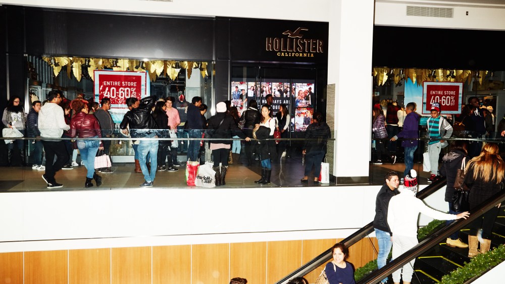 A line at Hollister.