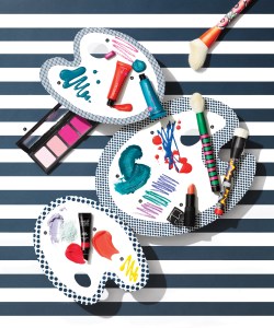 1. L’Oréal Paris Infallible Paints Blush Kit, $16.99 2. Sally Hansen Color Therapy Nail Polish in Teal Good, $8.99 3. Revlon Ultra HD Gel Lipcolor in HD Blossom, $8.99 4.L’Oréal Paris Infallible Paints Lip Color in Orange Envy and Domineering Teal, $9.99 each 5. OPI Infinite Shine Gel-Lacquer in Super Trop-i-cal-i-fiji-istic and Living On the Bula-vard!, $12.50 each 6. Sonia Kashuk Color Shock 10-Piece Brush Set, $39.99 for set 7. Marc Jacobs O!mega Lash Volumizing Mascara in Peacock, $26 8. Marc Jacobs Highliner Matte Gel Eye Crayon in Mist Me?, Whirl(pool) and Out of the Blue, $25 each 9. Nars Lipstick in Breaking Free, $28 10. Shiseido 7 Colors Powder Revival Centennial Edition in Lavender and Green, $200 for set 11. Make Up For Ever Artist Acrylip in 400 and 301, $24 each 12. OPI Infinite Shine Gel-Lacquer in Exotic Birds Do Not Tweet, $12.50