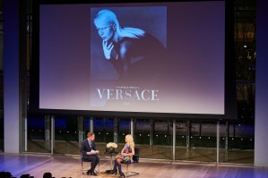 Donatella Versace and Eric Wilson at the Times Center.