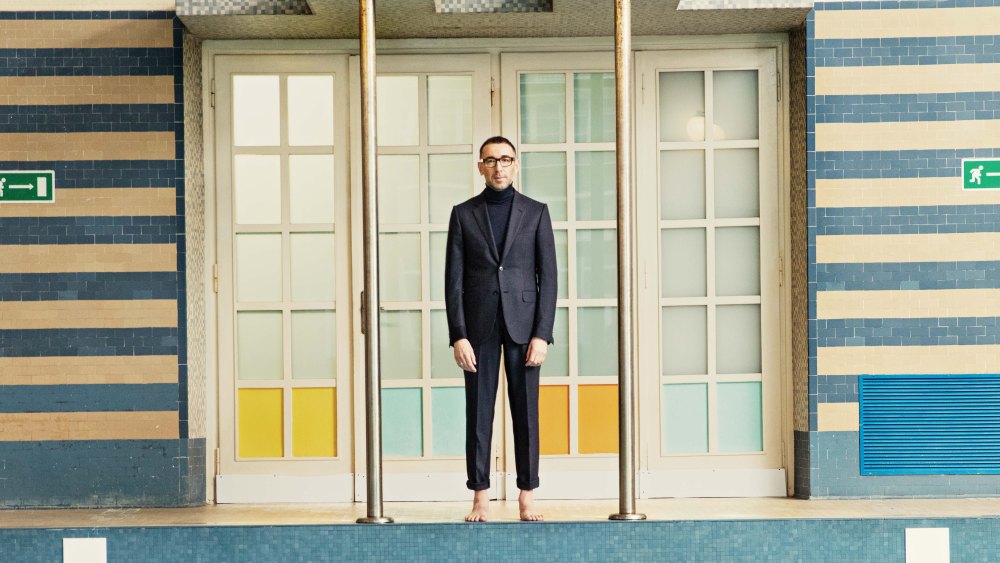 alessandro Sartori photographed at the indoor swimming pool built in the late Thirties as part of the philanthropic vision of Ermenegildo Zegna, who, besides striving to produce impeccable fabrics, strove to better the quality of life of the community of Trivero. It’s the pool where alessandro learned to swim at age four.