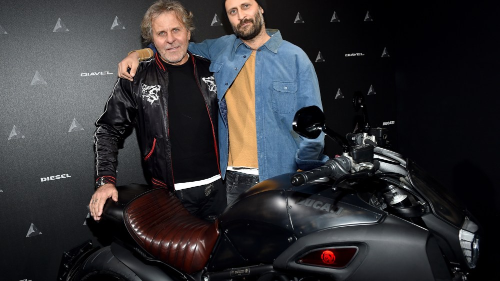 Renzo Rosso and Andrea Rosso at the new Ducati Diavel Diesel global premiere in Milan.