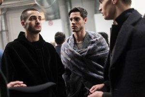 Backstage at Giorgio Armani Men's Fall 2017