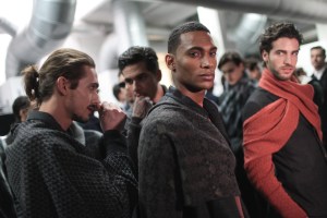 Backstage at Giorgio Armani Men's Fall 2017