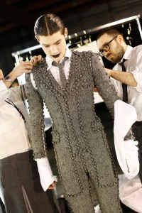 Backstage at Thom Browne Men's Fall 2017
