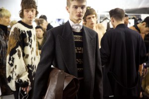 Backstage at Dries Van Noten Men's Fall 2017