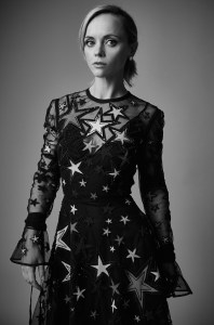 Christina Ricci in Elie Saab's dress; Pearl Collective earrings.