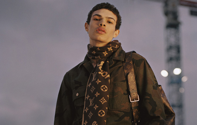 A look from the Louis Vuitton and Supreme collaboration.