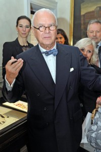 Manolo Blahnik attending the exhibition on his name in Milan.