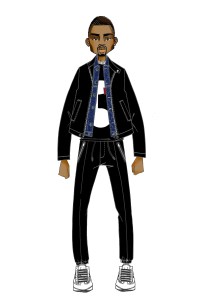 A sketch from Dsquared2 and Dwyane Wade's collaboration for Saks.