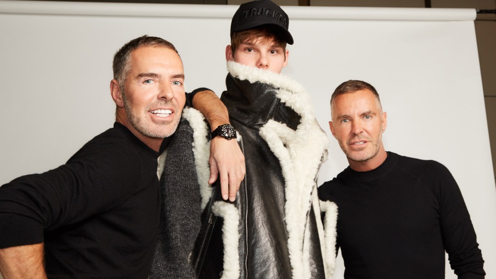 Dan and Dean Caten show off a look from the fall men’s line.