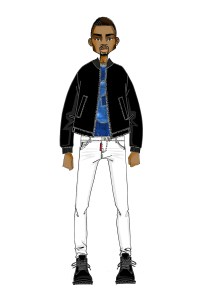 A sketch from Dsquared2 and Dwyane Wade's collaboration for Saks.