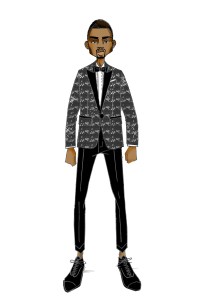 A sketch from Dsquared2 and Dwyane Wade's collaboration for Saks.