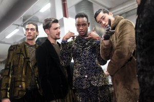 Backstage at Emporio Armani Men's Fall 2017