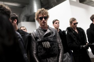 Backstage at Emporio Armani Men's Fall 2017