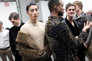 Backstage at Emporio Armani Men's Fall 2017