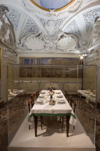 The “Family” room in the exhibition honoring Kiton founder Ciro Paone.