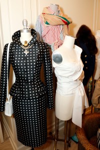 [left] Ralph Lauren skirt suit with Grazia Vozze pearl necklace and Ralph Lauren locket.