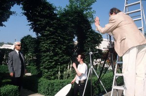 Lord Snowdon photographing Karl Lagerfeld at the Chelsea Flower Show in London, May 1998.