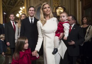 Trump Inauguration Gallery Ivanka Trump in Oscar de la Renta, Arabella Kushner in Petit Peony, Theodore James Kushner, and Jared Kushner