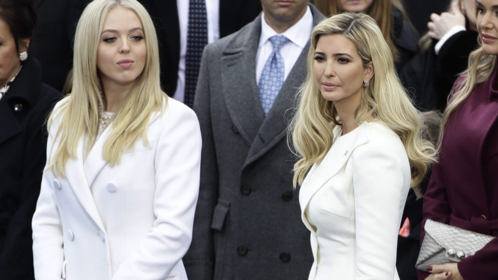 Tiffany Trump (left) in Taoray Wang, next to her sister Ivanka Trump (right).