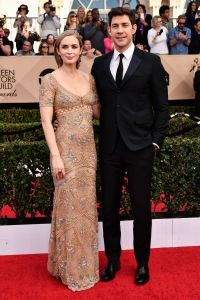 Emily Blunt in Cavalli Couture with John Krasinski SAG Awards Fashion 2017