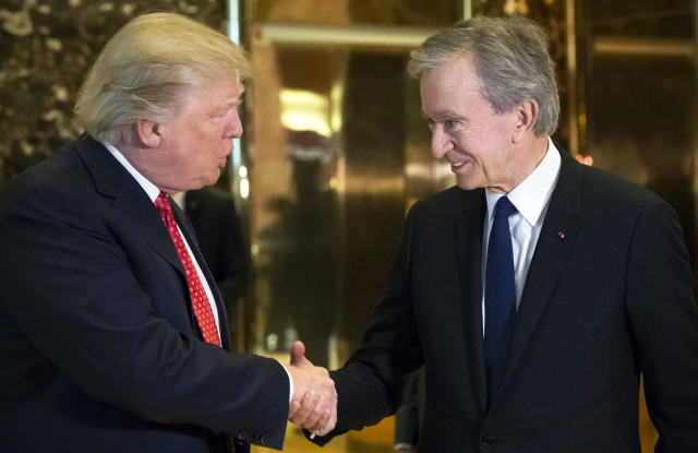 Donald Trump and Bernard Arnault at Trump Tower in New York.