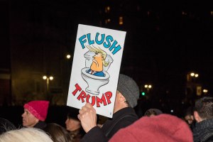 The scene outside the Trump Towers.