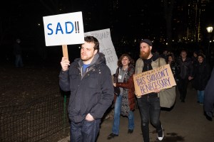 The scene outside the Trump Towers.