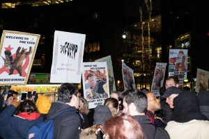 The scene outside the Trump Towers.