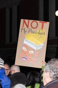 The scene outside the Trump Towers.