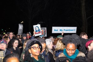 The scene outside the Trump Towers.