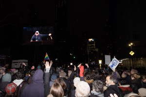 The scene outside the Trump Towers.