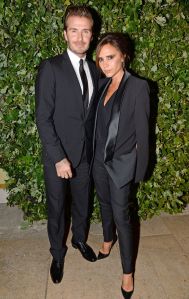 David and Victoria Beckham at the Global Fund Celebration during London Fashion Week spring 2014.