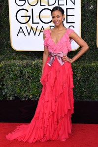 Zoe Saldana in Gucci Golden Globes 2017