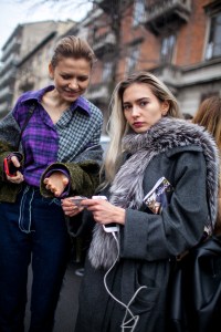 Street style at Milan Fashion Week fall 2017.