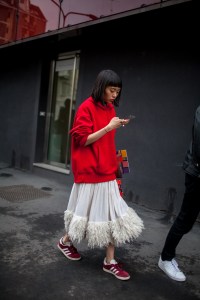 Street style at Milan Fashion Week fall 2017.