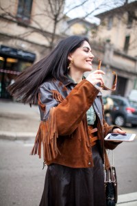 Street style at Milan Fashion Week fall 2017.