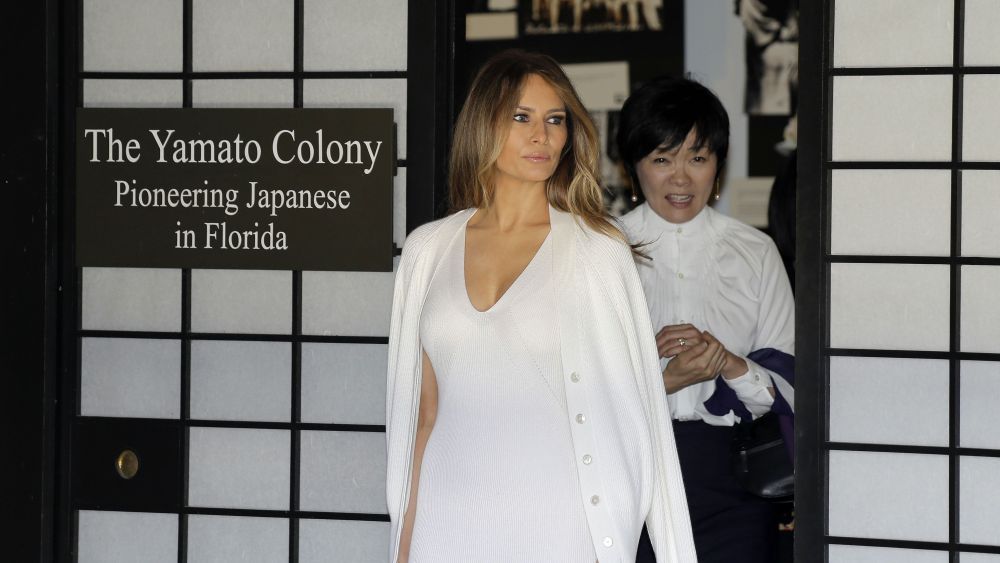Melania Trump Wears Calvin Klein for Morikami Tour With Azie Abe