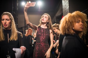 Backstage at Badgley Mischka RTW Fall 2017